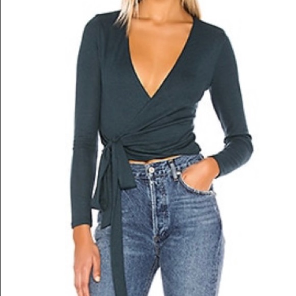 Lovers + Friends Tops - Lovers + Friends Nia Wrap Front Long Sleeve Crop Shirt